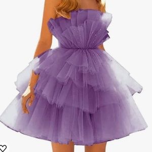Purple tulle short dress corset back 24w plus size eras tour homecoming prom GUC
